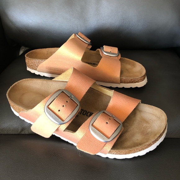 Birkenstock Shoes - Birkenstock Arizona Big Buckle washed Copper Sandals with Adjustable Straps 40N
